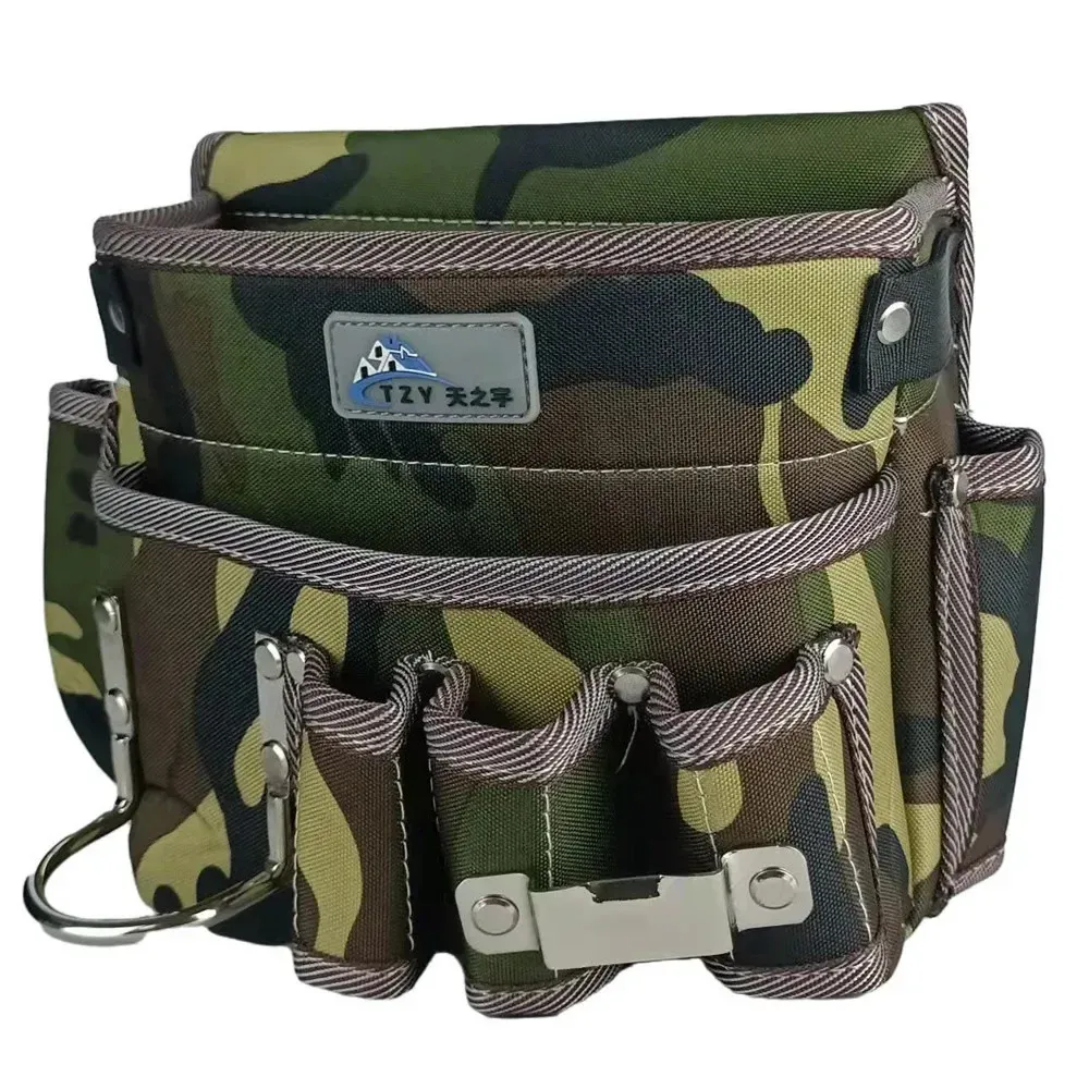 Sac à outils multifonctionnel pour électricien avec crochet de forage taille pochette de camouflage support de rangement de ceinture organisateur trousse à outils tissu Oxford 240123