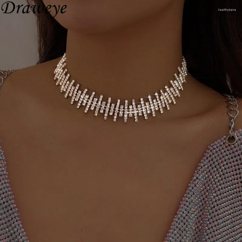 Choker Draweye Rhinestones Necklace For Women Claw Chain American Retro Fashion Collares Para Mujer Hiphop Punk Style Jewelry Chokers