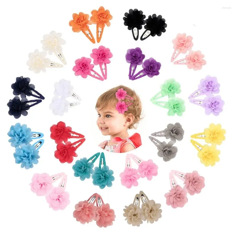 Acessórios de cabelo 20pcs 2 "mini chiffon flor meninas bebê crianças clipes nascidos infantil criança hairpins presente conjuntos po adereços