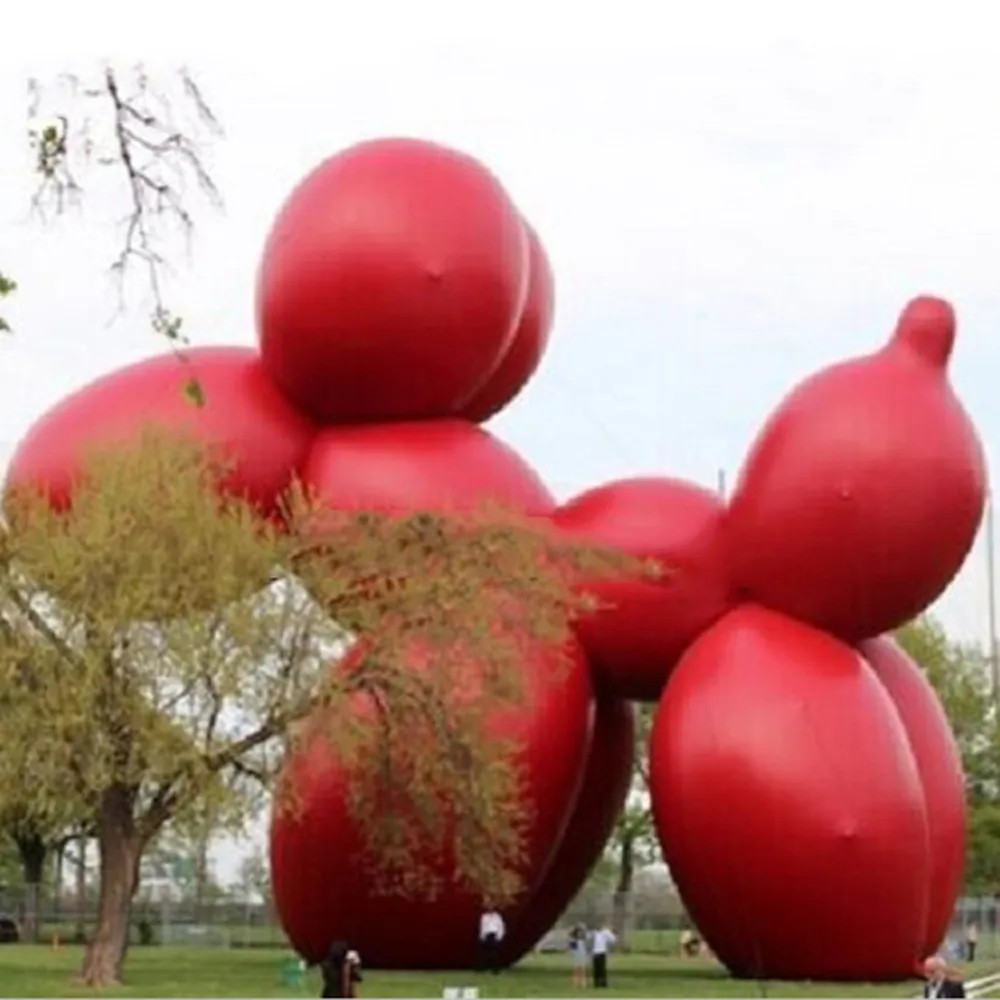 5 mH (16,5 pés) atacado Maravilhoso Cão Inflável Laranja Vermelho Gigante Com Ventilador Animal Dos Desenhos Animados Balão Para Decoração Do Parque