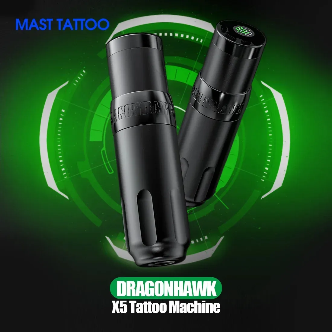 40mm DragonHawk X5 Trådlös LED Display Rotary Brushless Motor Tattoo Machine Pen Battery Art Makeup Permanent Accessories 240123