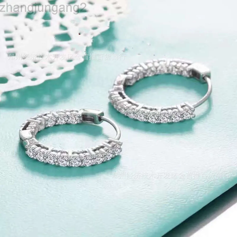 Projektant Tiffanyjewelry Tiffanybracelet T Family S925 Srebrne srebrne kolczyki z pojedynczym rzędem Diamentowe kolczyki Lekkie Luksusowe kolczyki Wysokie Diamentowe Diamentowe Kolczyki TRICOLOR FO FO