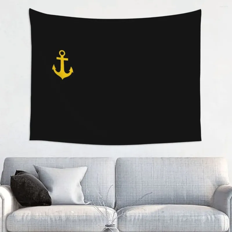 Tapestries Gold Anchor Logo Tapestry Home Decor Customized Hippie Wall Hanging Sailor Nautical Adventure For Living Room