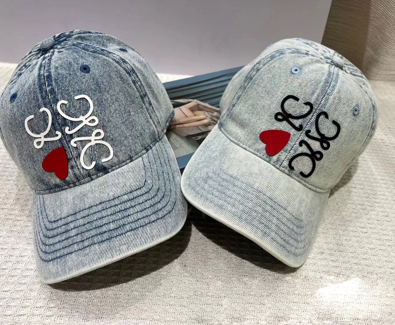 Designer Heart Ball Cap For Women Denim Retro Baseball Caps For Men Street Casual Men's Hats