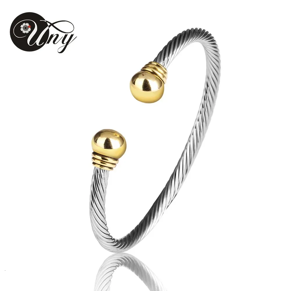 UNY Bangle Twisted Wire Bracelet Antique Cable Bangles Luxury Designer Brand Vintage Ball Christmas Gift Women C240125