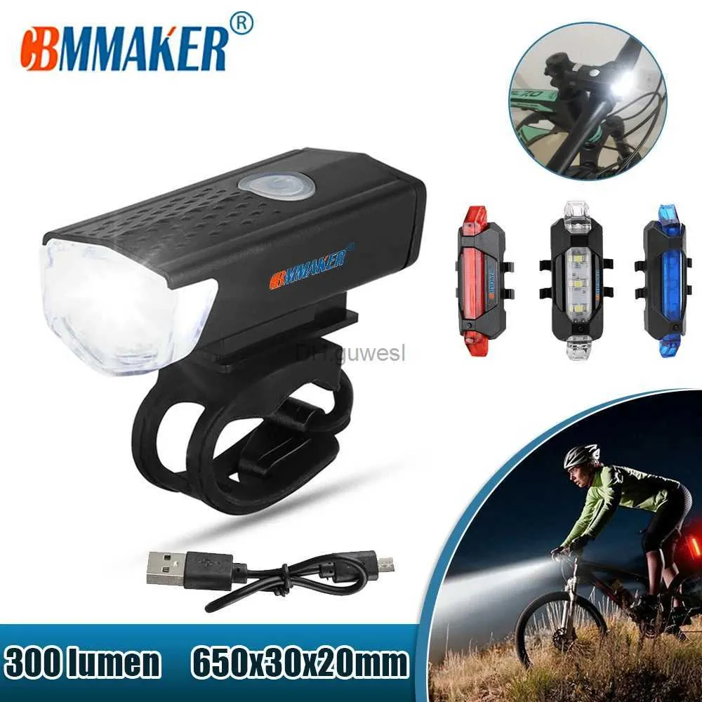 Other Lighting Accessories CBMMAKER USB Bicycle Light Mountain Cycle Front Back Bike Taillight Waterproof Cycling Warning Flashlight YQ240205