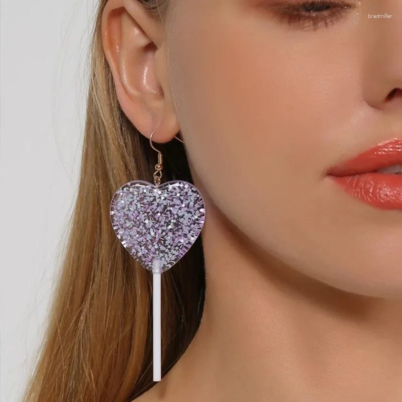 Dangle Earrings Korea's Transparent Love Lollipop Personality Creative Exaggerated Star Heart Drop WomenParty Jewelry