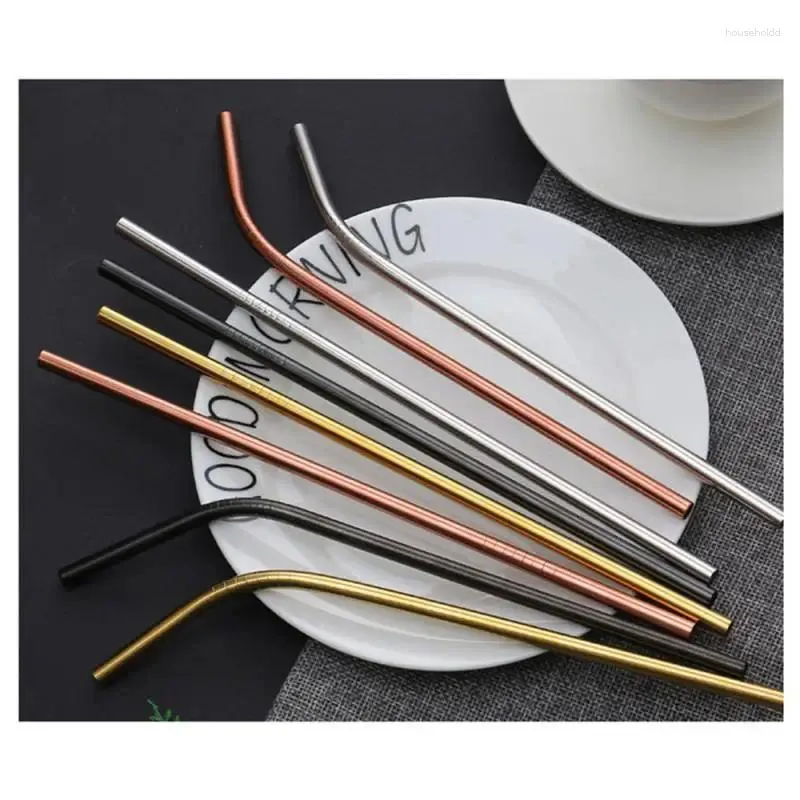 Drinking Straws 3pcs Creative Metal Straw 304 Stainless Steel Color Reusable Easy Cleaning Tube Durable Bar Kitchen Accessories