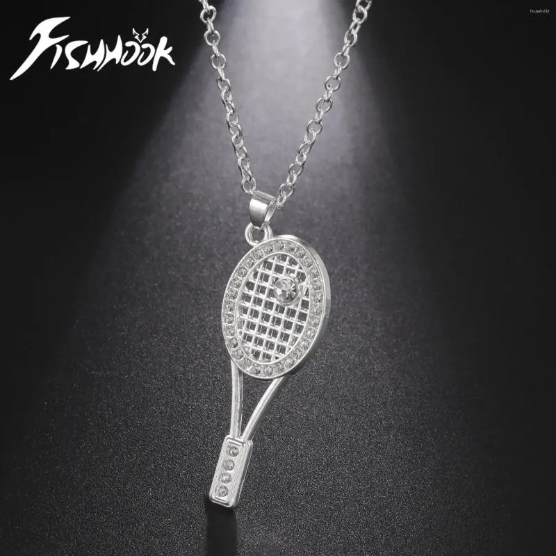 Pendentif Colliers Fishhook Tennis Raquette Collier Chaîne Américaine Sport Cadeau Pour Homme Femme Enfant Enfant Garçon Alliage Cristal Zircon Bijoux