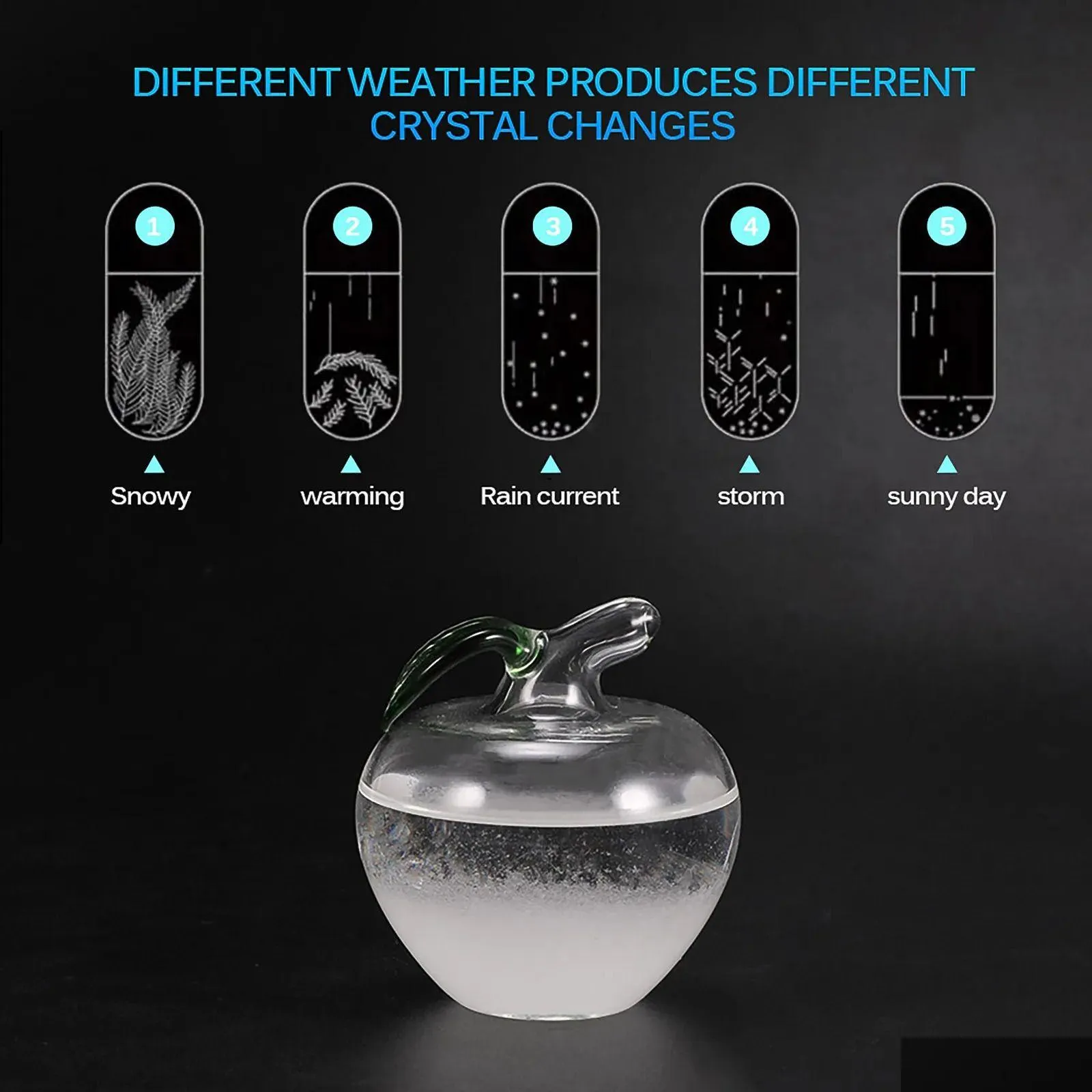 Décorations de Noël 35ml Liquide Verre Transparent Tempête Pomme Goutte D'eau Tempêtes Prévisions Bouteille Moniteur Prévisions Baromètre Orname Dholx