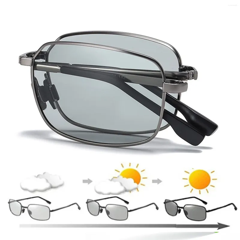 Солнцезащитные очки, складные очки-хамелеоны для вождения, дневные, ночные, очки для водителя, чувствительные к обесцвечиванию для мужчин