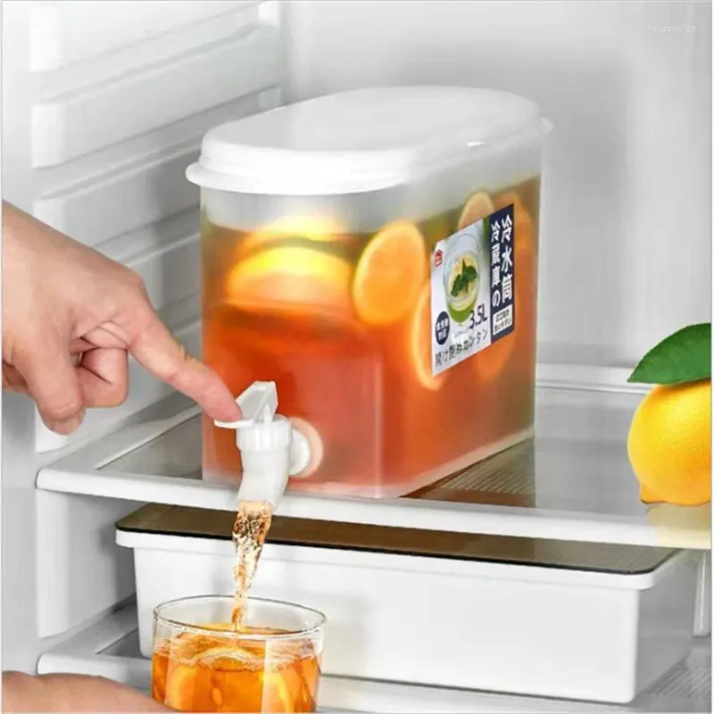 Water Bottles 3.5L Summer Ice Dispenser Cold Kettle With Faucet Refrigerator Fruit Teapot Lemon Bottle Soak Fridge Storage Box
