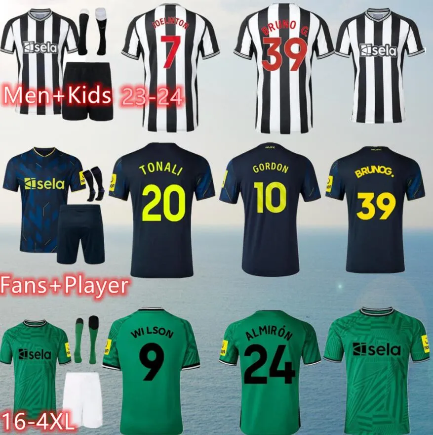 23 24 25 Bruno G. Soccer Jerseys 2023 2024 Newcast Les Saint Maximin Wilson Isak Maillots de Football Shirt Home Away Third Set Fan Player Version Men Kid Kit Tonali 4XL