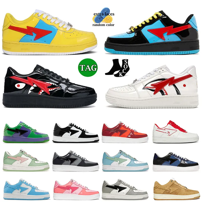 Uomo Donna Sneakers con plateau Scarpe casual Nero Vernice Blu Arancione Verde Bianco Rosa pastello Rosso Giallo Bapestaes Scarpe da ginnastica da uomo Scarpe sportive