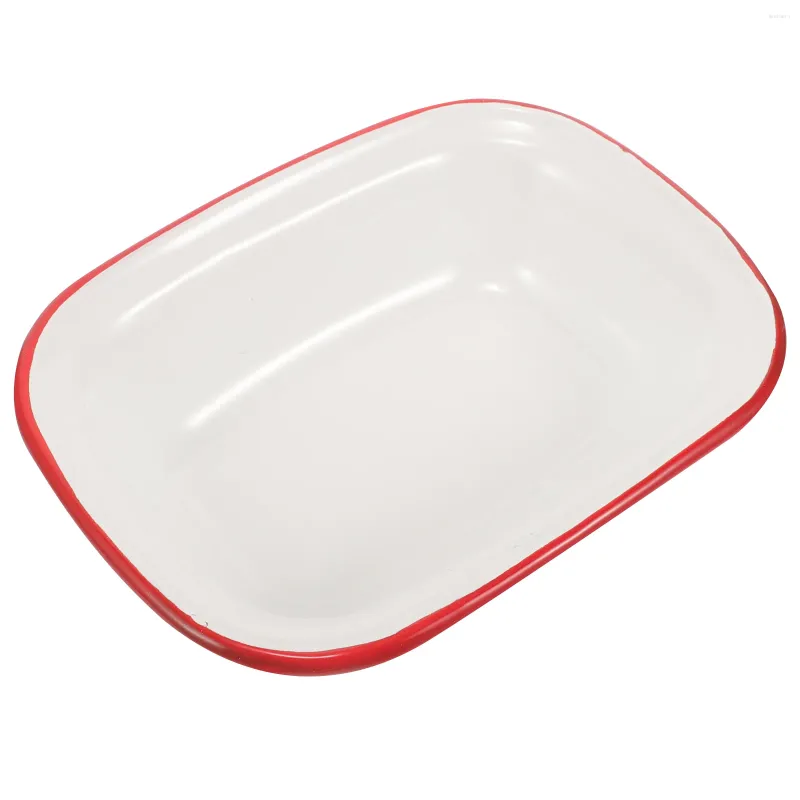 Dinnerware Sets Enamel Plate Pie Baking Pan Storage Tableware Dish Bread Tray Fruit Non-stick Pancake