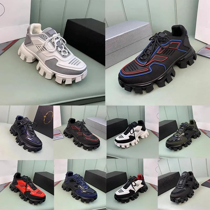 Station européenne Couple Chaussures Prads Designer Loisirs Transformateurs 2024 Mode Sports Printemps et Automne Semelle épaisse Augmenter la couleur Noir et Blanc Chaussures de papa