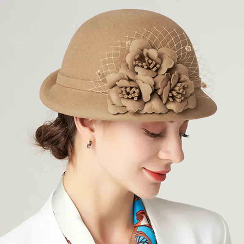 Alta qualidade 100 austrália boina de lã mãe festa formal fedora senhora feltro cloche chapéu mulher pillbox boné feminino chich fascinator 240126