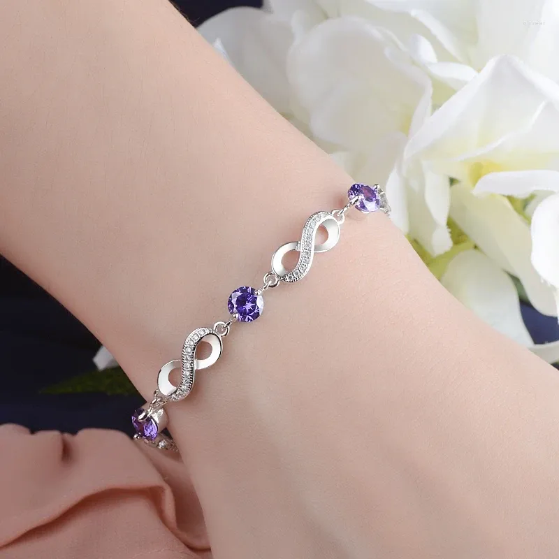 Charm Armband Authentic 925 Sterling Silver Endless Love Infinity Chain Link Justerbara Women Armband Luxury Jewelry SCB037