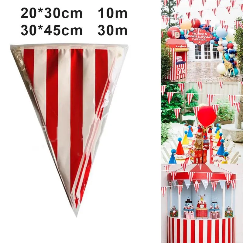 Party Decoration Banner Flags Red And White Striped Pennant Ban Birthday Bunting Banners Wall Hanging Wedding