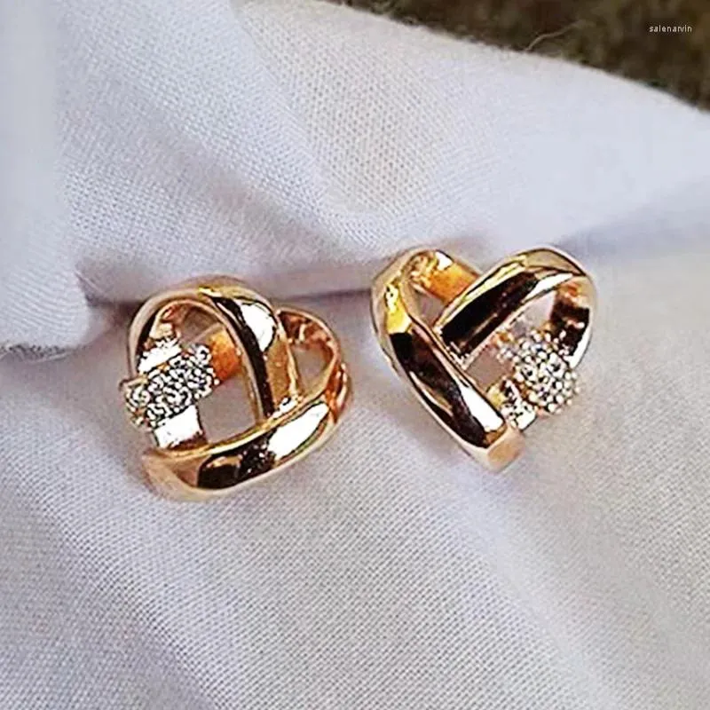 Stud Earrings 1Pair Fashion Shiny Zircon Heart-shaped For Women Sweet Exquisite Girls Party Engagement Decoration