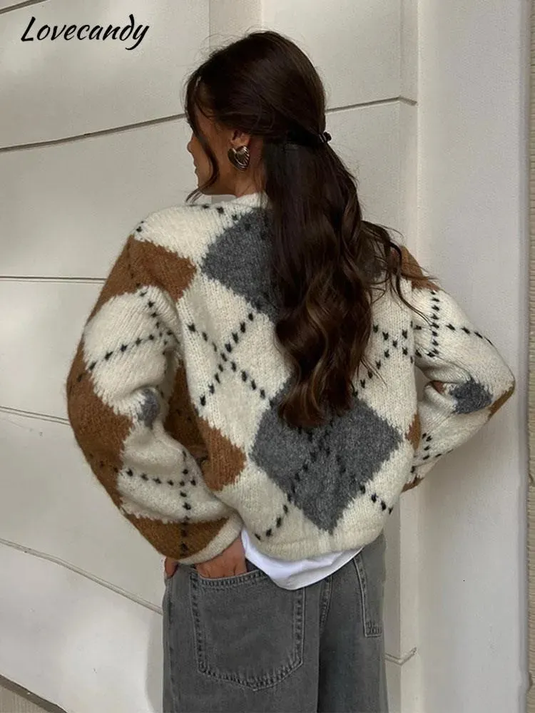 Printed V-Neck Single-Breasted Sweater Printed V-Neck Single-Breasted Sweater