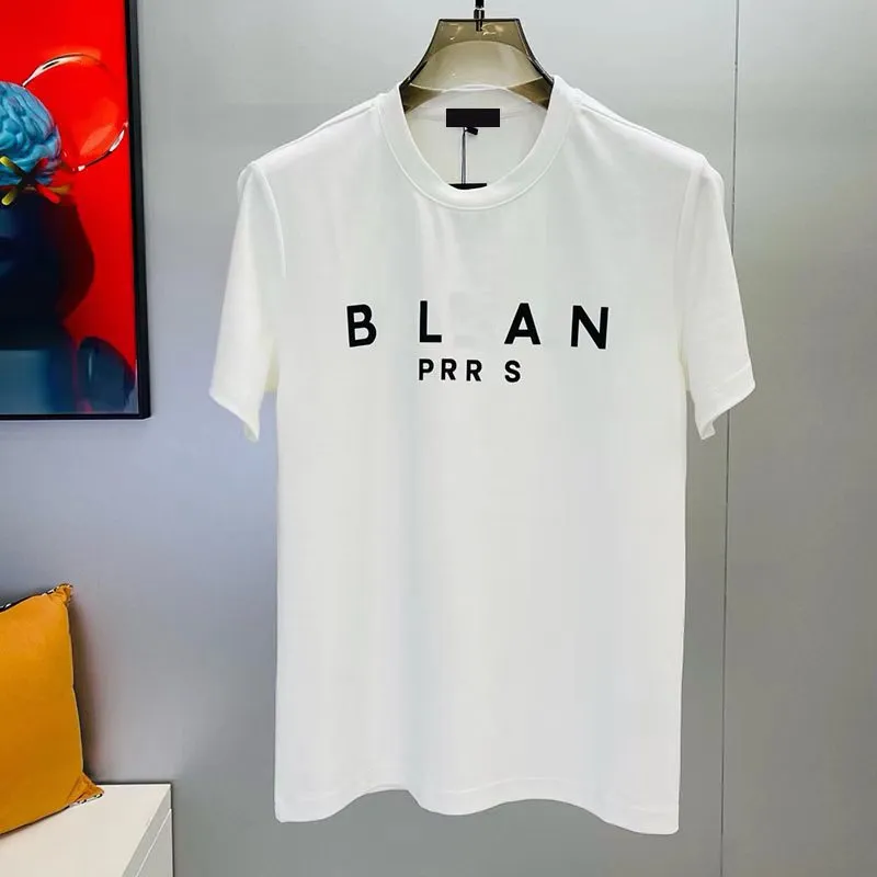 Мужская дизайнерская футболка с ремешком, модная черно-белая футболка с коротким рукавом и роскошным буквенным узором, цельнохлопковая футболка для пар XS-5XL