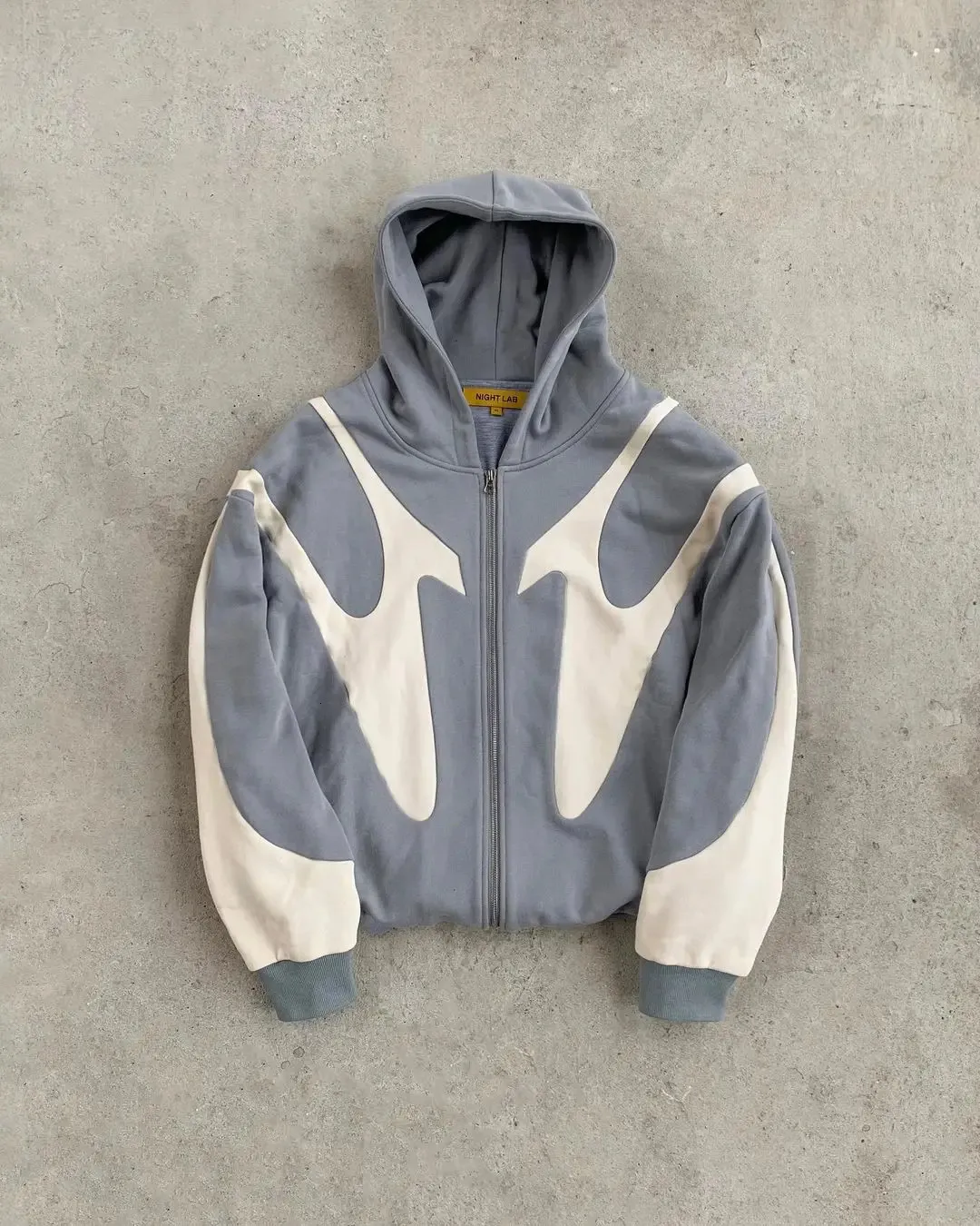 Sweat à capuche Y2K surdimensionné à manches longues avec fermeture éclair pour femme, imprimé graphique squelette, sweat-shirt streetwear vintage (couleur : bleu, taille : L