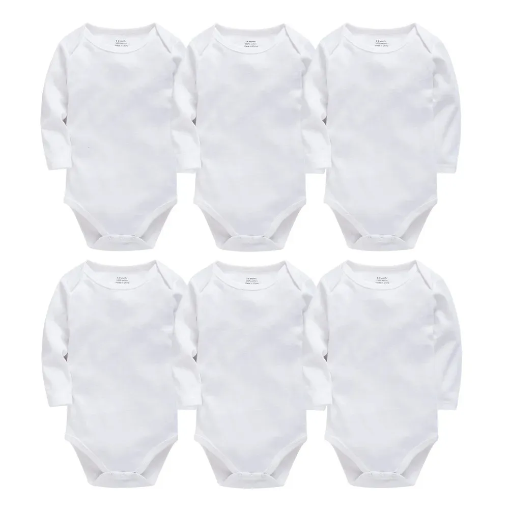 Summer Fall Baby Bodysuits Cotton Born Boy Girl Long Sleeve Set White Blank Body Bebes Baby Girl Onesie Solid Jumpsuits 240118