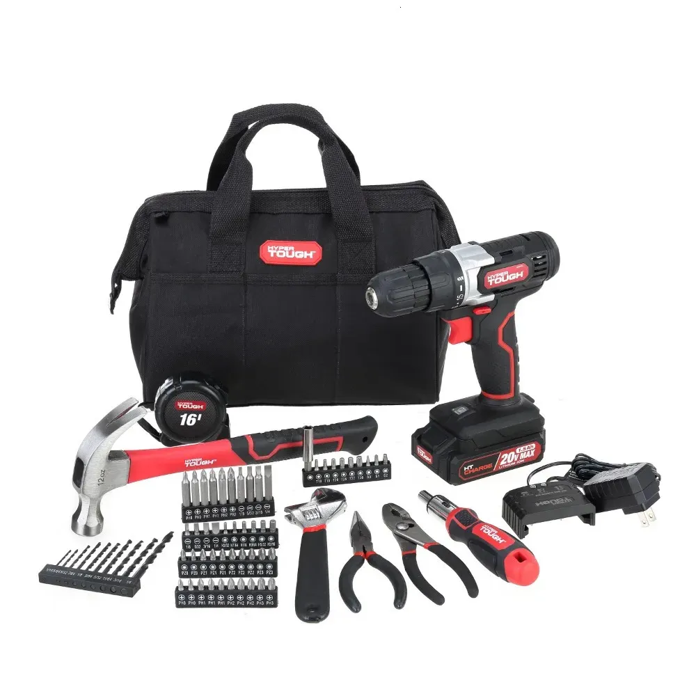 20V Max litiumion 38 tum trådlös borr 70 -stycken Hem Tool Set15AH Batteriladdare Lagringsväska 240123