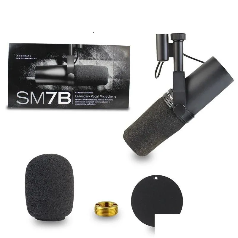 Microfones Sm7B Professional Recording Studio Microfone Cardióide Mic Dinâmico para Live Streaming Vocais Bud 231226 Drop Delivery El Dhquy