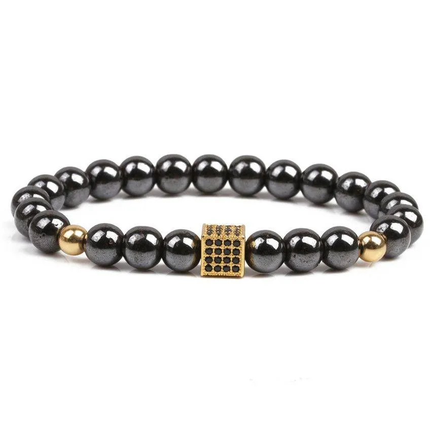 Beaded Black Diamond Zircon Box Magnet Beads Strands Bracelet Wristband Cuff Women Men Fashion Jewelry Drop Delivery Bracelets Dhbcz