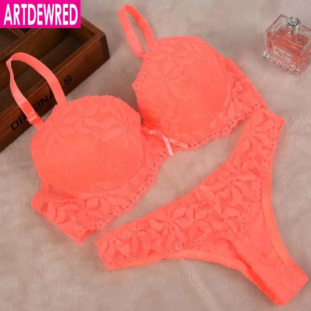 Lace Embroidery Bra Set Women Plus Size Push Up Underwear and Panty 32 34 36 38 ABC Cup For Female 240127