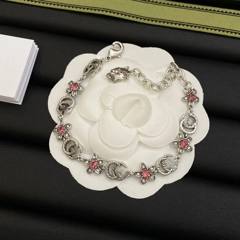 Новый винтажный серебряный браслет G word с цветком для женщин, красивый браслет-цепочка на ключицу, воротник, аксессуары для одежды, американский пояс, подарочная коробка 001