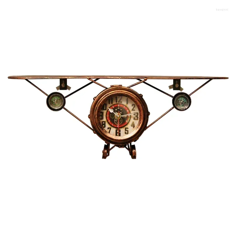 Väggklockor Creative Aircraft Model Clock American Industrial Style Bar Decorative Pendent Retro Hanging Watch