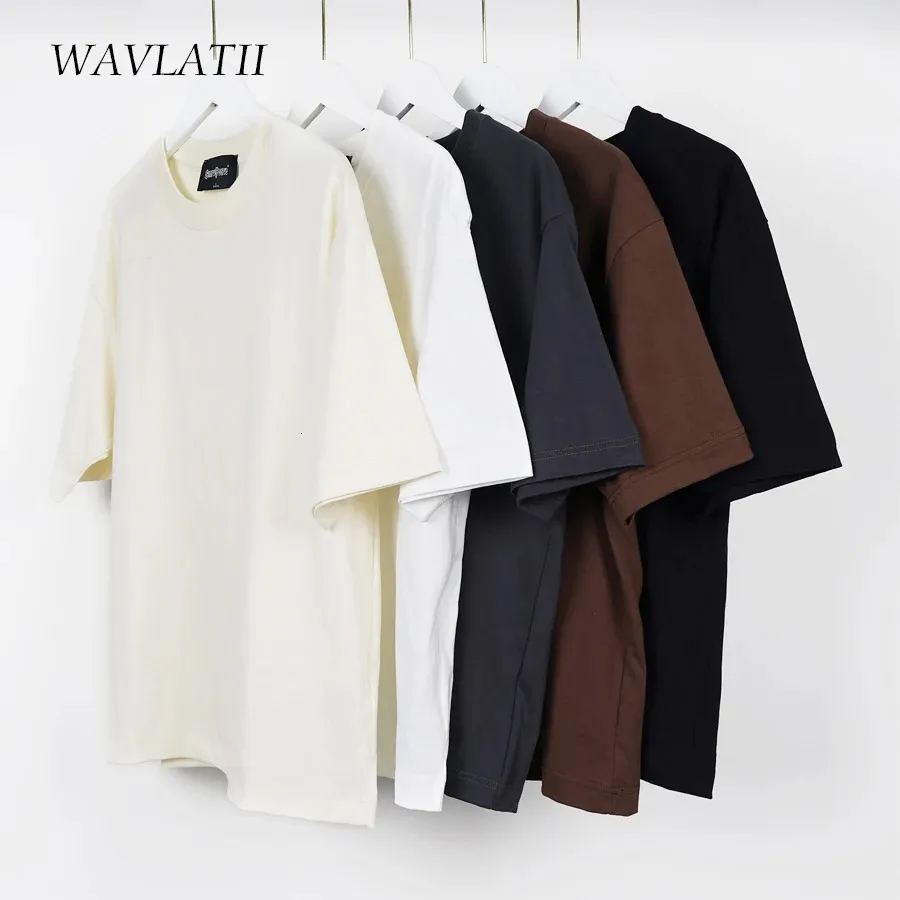 Wavlatii Owczesne letnie koszule dla kobiet mężczyzn Browna swobodna żeńska koreańska tee streetwear unisex podstawowe solidne młode topy 240125