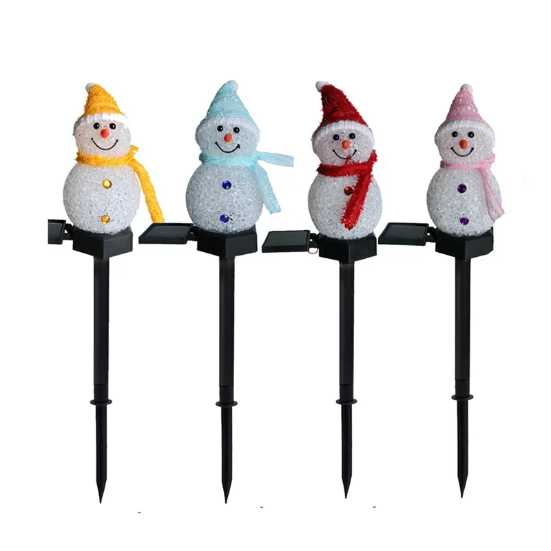 LED Snowman Solar Garden Light Outdoor Ground Stake światła Słoneczno -Słoneczne Święte Ścieżki Święta na Boże Narodzenie Trawnik Dekoracja