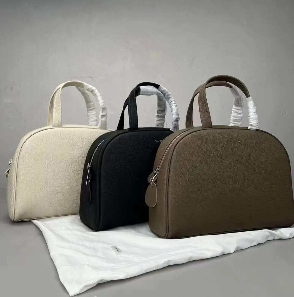 Nouveau The Row Bowling Bag Boston Tote Grande Capacité Demi-Lune Sac À Main Grand Sac À Main En Cuir Véritable De Luxe Femmes Designer Oreiller Sac Plat Bandoulière Fermeture Embrayage Fourre-Tout