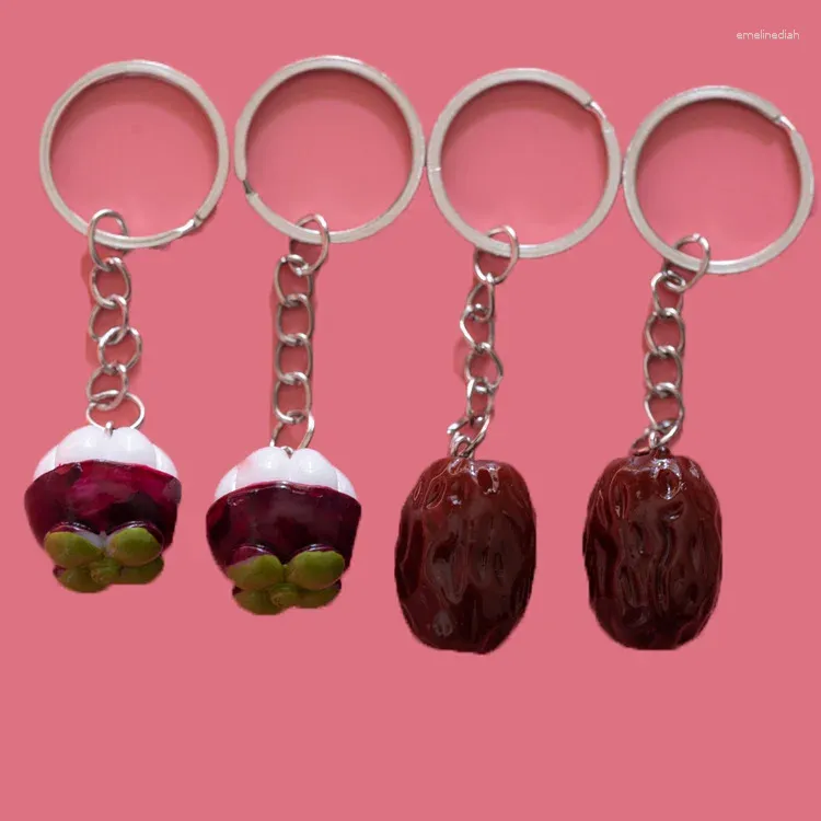 Portachiavi Bella imitazione di frutta Portachiavi Ciondolo Gioielli unici Cibo Rosso Date Giuggiola Portachiavi Ragazze Zaino Ornamento Regalo di coppia