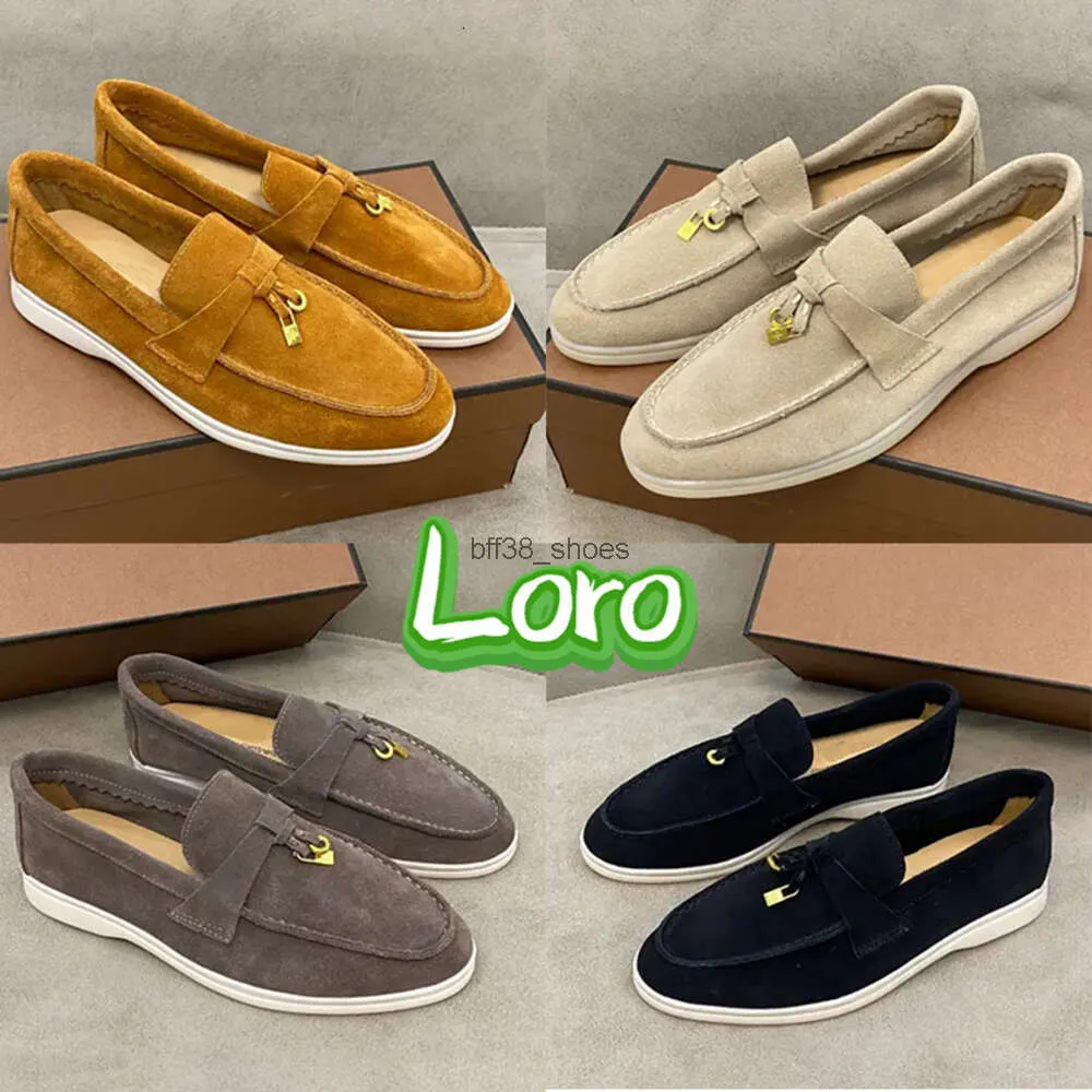 Designer loafers skor loro kvinnor män avslappnad sneaker sommar charms walker vit ensam mocka loafer tricolor båt pulver män kvinnor klänning sko chaussure