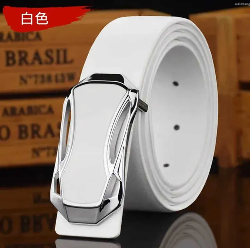 Belts High Quality White Designer Luxury Boys Slide Bucklemen Golf Brand Genuine Leather 3.3cm Wide Casual Waistband