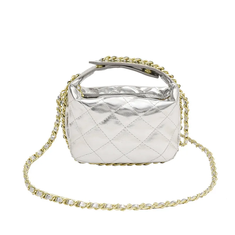Mini -doft med ny stilstruktur Rhombus Chain Bag Messenger Lipstick Bag