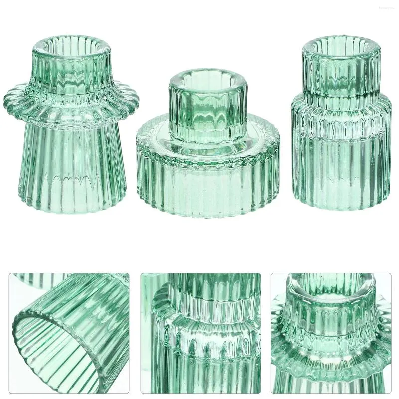 Candle Holders 3pcs Glass Holder Vintage Candlestick Decor Party Stick