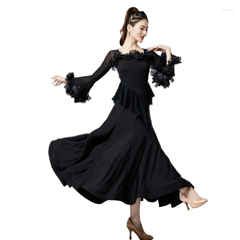 Stage Wear 2024 Robe de danse moderne Salle de bal pour femmes Costumes de compétition de performance latine 9049