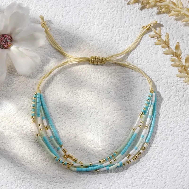 Link Bracelets Go2boho Multi Color Dainty Four-Layer Series 2024 Trendy Handmade Jewelry Hawaii BOHO Fashion Beaded Gifts For Her