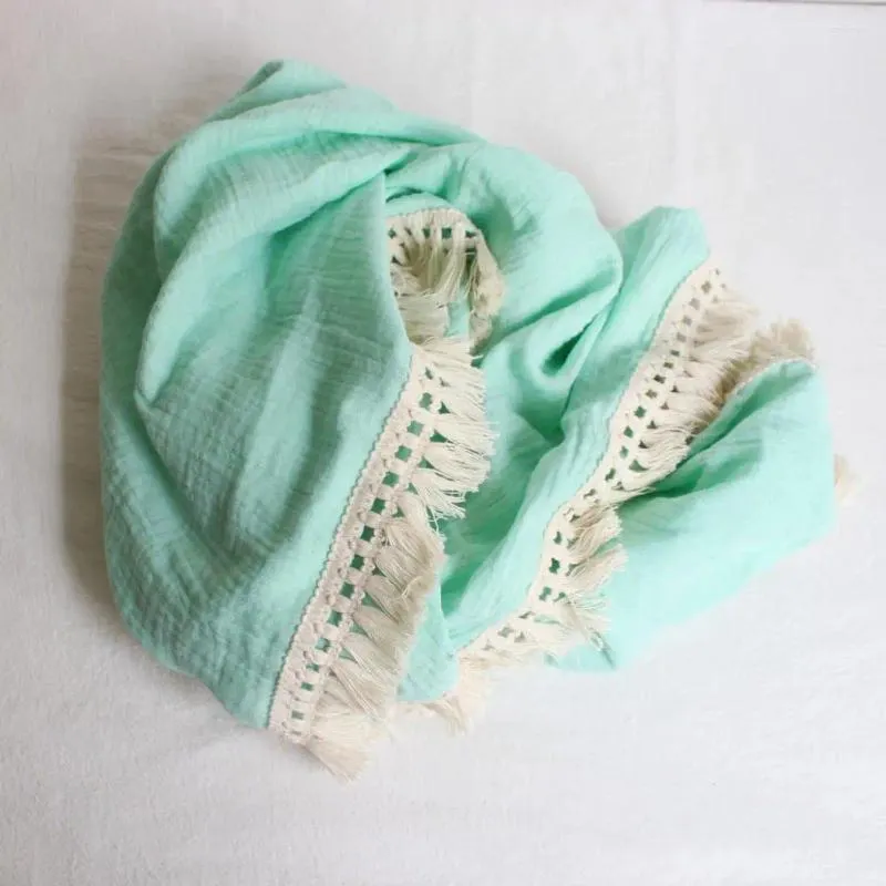 Decken Swaddle Wrap Saugfähige Quaste Schnell Trocknend Einfarbig Baumwolle Baby Decke Infant Zubehör
