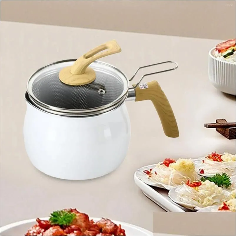 Casseroles Petit Pot Ustensile De Cuisine Profondeur 12Cm 1.9L Outil De Cuisson Soupe Casserole À Lait Pour Pique-nique Cuisinières À Gaz Cuisine À Induction Cam Drop Livraison Maison Gard Otfbo