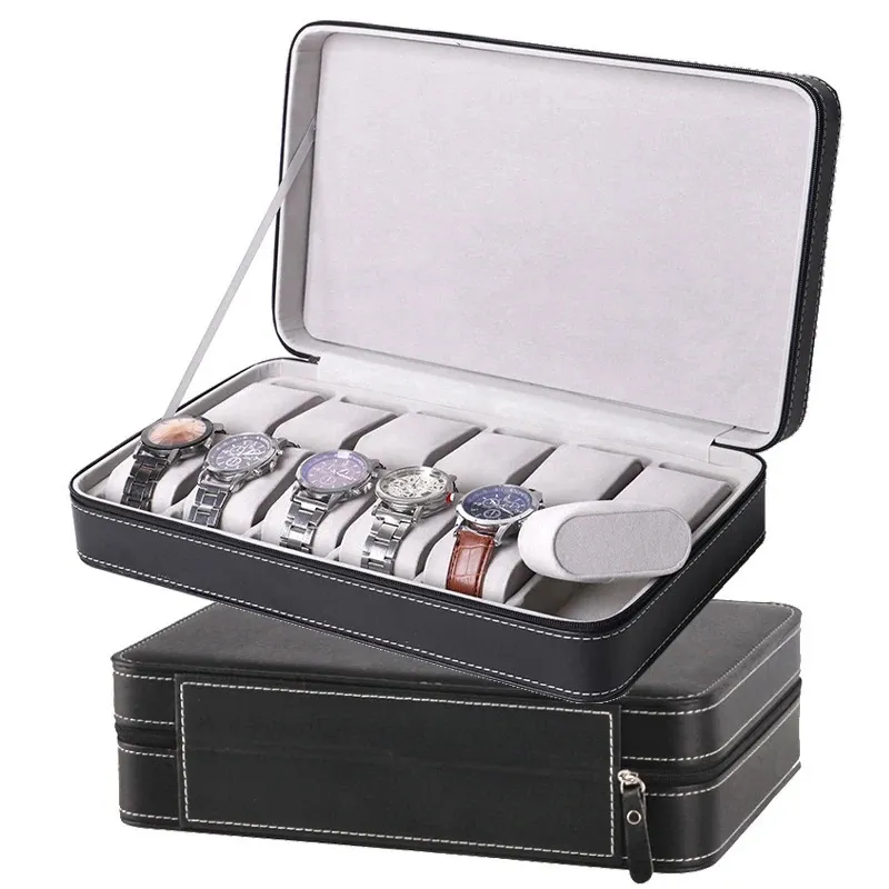 6/10/12 Girds Watch Case Organizer Портативный чехол для часов на молнии Браслеты Мужские и женские многофункциональные витрины 240124