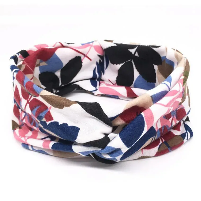 12styles Women Girls Hairband Yoga Sport Hair Bands Floral Cross Hairband Vintage Printed Knot Headband Turban Party Favor GGA3848