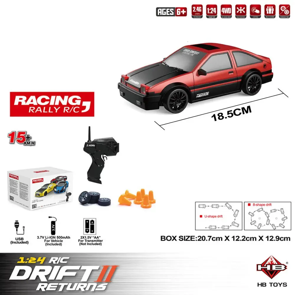 Cool Racing Car Jouets télécommandés 1/24 Télécommande 4wd Drift Car Voiture de course électrique Rechargeable Variété de cadeaux de voiture jouet 240127