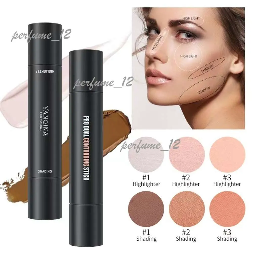 Yanqina Double Head Highlighter Stick Stereo Shadow Concealer v Face Brightening Natural Lighlighter 연필